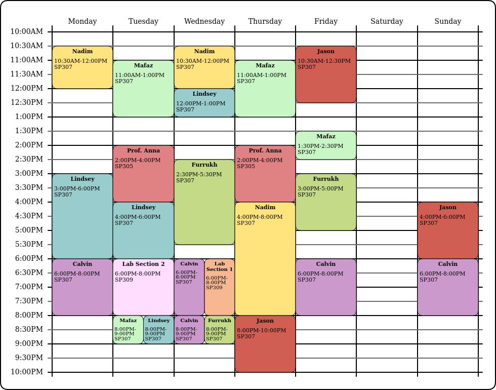 The coaches schedule