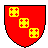  gules, three square weaver's tablets in bend Or 